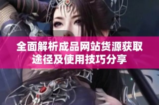 全面解析成品网站货源获取途径及使用技巧分享