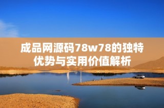成品网源码78w78的独特优势与实用价值解析