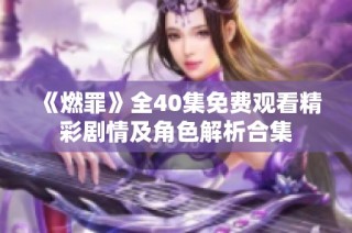 《燃罪》全40集免费观看精彩剧情及角色解析合集