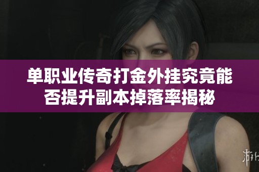 单职业传奇打金外挂究竟能否提升副本掉落率揭秘