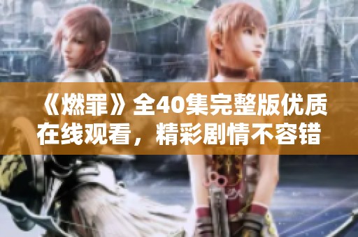 《燃罪》全40集完整版优质在线观看，精彩剧情不容错过
